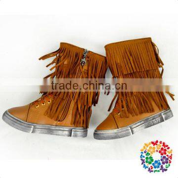 Wine Burgundy Fringe Girl's Winter Boots photo-2