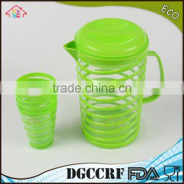 NBRSC Set of 4 Plastic Cold Spiral Water Kettle PS Bottle Double Layer Cups photo-3