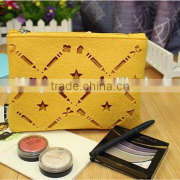 Low price gift for her wholesale polyester angel makeup bag cosmetic pouch cotton fabric custom toiletry bag with star hollow