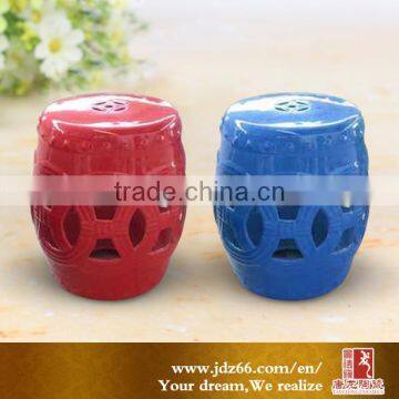 Porcelain Round Garden Stool Cobalt Blue Painted Ceramic Stool photo-6