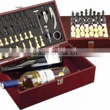 K0454-6W 2 bottle Wine bottle set with chess