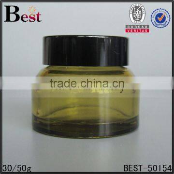 30g 50g Hot Products Fancy Green Glass Cosmetic Jar High Quality Oblique Shoulder Empty Glass Jar With Black Lid China Suppliers photo-3