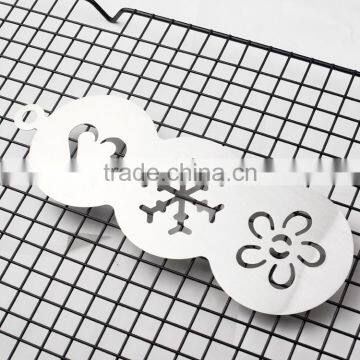 OEM Cheap 3 in 1 stainless steel coffee stencil cupcake cookie stencils as seen on tv