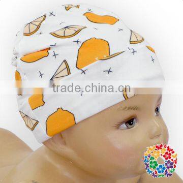 Lemon Print Newborn Baby Hat Soft Touch Stretchy Hats Fashion Kids Hats Made In China