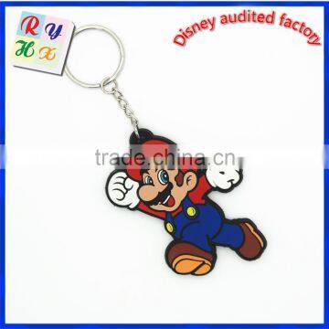 Hot sale Silicone Rubber mario Keyring Key Chain Fob Key Ring