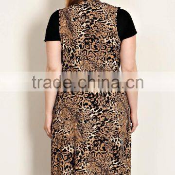 Korea Womans Apparel Manufacturers Cheap 100% Polyester Leopard Print Longline Vest High Waist High Fashion Womens Clothing photo-3