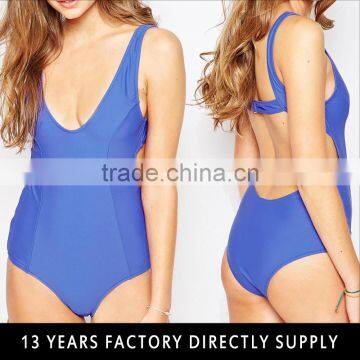 100% polyester Blue color bodysuit ladies