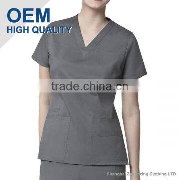 ZX OEM ODM scrubs wholesalemedical scrubs chinaGrey Nurse Scrub Suit With Tagless Neck