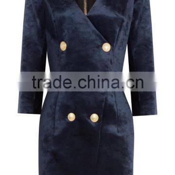 Classic Button Fastenings Double-Breasted Stretch-Velvet Mini Dress Women Blazer Design Names Of Ladies Dresses HSD5701 photo-5