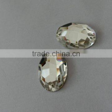 Oval Sew-on Crystal Flatback Glass Bead With Holes Crystal Color Glass Bead for Wedding Dress photo-6