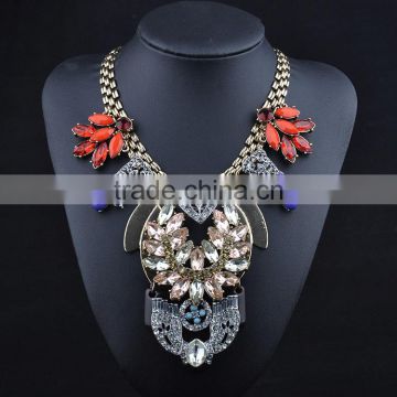 Big brand multicolor rhinestone alloy statement necklace jewelry for women