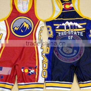 USA cheap custom sublimated wrestling singlets