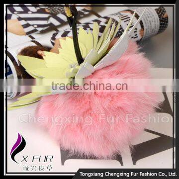 CX-R-47 Cheap Fancy Rabbit Fur Ball Key Chain Key Ring Hand Bag Decorative photo-4