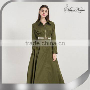 European Design Elegant Autumn Dress Women Casual Long Sleeve Dress Brand Fashion Pleated Ladies Dreses