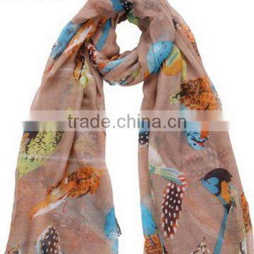 Fashion print bird&feather hot scarf