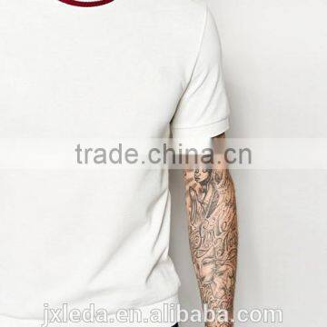 White Pique 100% Cotton Men Turtle Neck T-shirt Custom photo-3