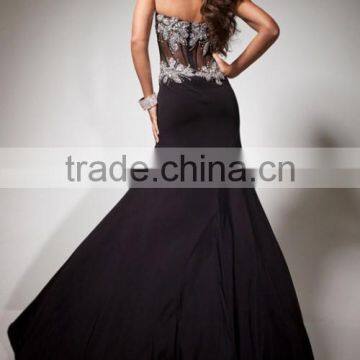 New 2013 Prom Dresses Black Mermaid/Trumpet Floor Length Sweetheart Chiffon Rhinestone photo-2