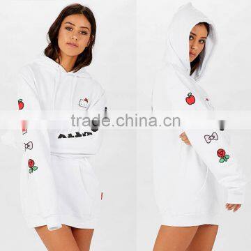 Cute off White Hoodie Custom Logo Ladies Long Sleeve Hoodie With Prints photo-6