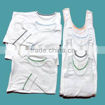 50% Polyester & 50% Cotton (1x1 Rib) White Long Sleeve Hospital Men's T- Shirts (White Bleached) photo-2