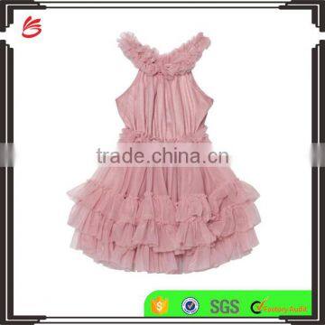 Ruffled Chiffon Dance princess dress lastest kids frock design for girls