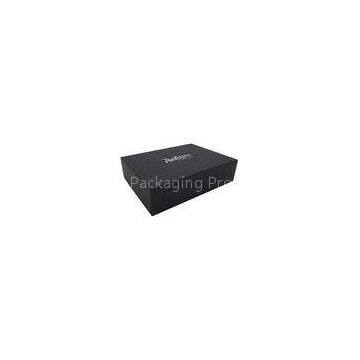 Hotel Black Fancy Paper Rigid Gift Box Silver Stamping Logo With Drawers