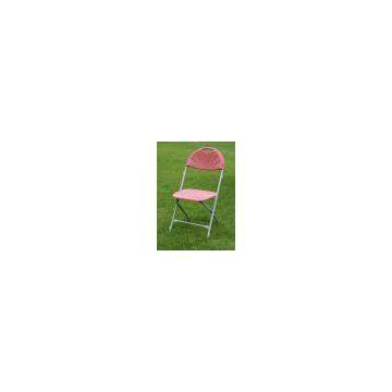 Burgandy White/Black Fanback Folding Chair