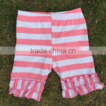 Wholesale boutique pink stripe breathable cotton ruffle shorts girls MH5051305