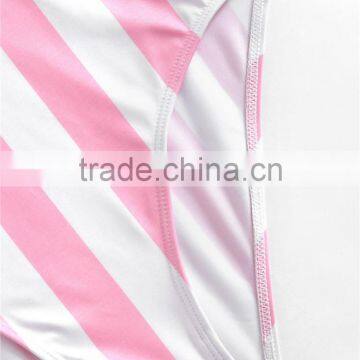 Custom Logo Swimwear Bikini Stripe Sublimation Print Halter One Piece Swimsuits photo-4