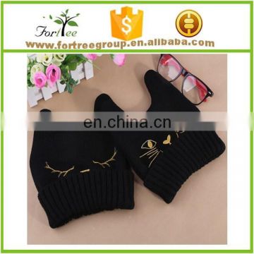 customized wholesale acrylic cat ear knitted hat