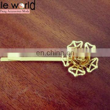 New Fashion lovely flower leaves metal punk hair pin