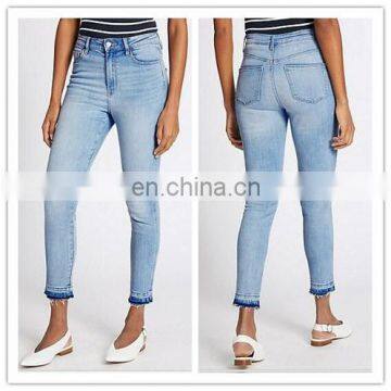 New style fashion Washed Blue girls tight High waist jeans