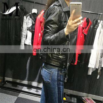 Italian Soft Jacket Genuine Lambskin Leather Slim Leather Jacket Woman Color photo-2