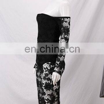 2017 Long Sleeve Lace Bandage Mini Dress Off-shoulder Dress photo-5