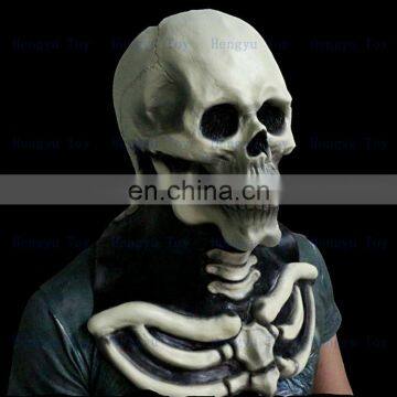 Adult Hallowee Skull Face Mask with Neck Latex Rubber Halloween costume