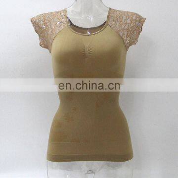 2015 beautiful seamless shapers Shoulder stitching lace and butterfly embroidery clothing