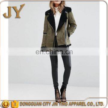 Hot Selling Winter Apparel in America Wholesale OEM Service Women Khaki Faux-suede Jackets JYABC048 photo-3