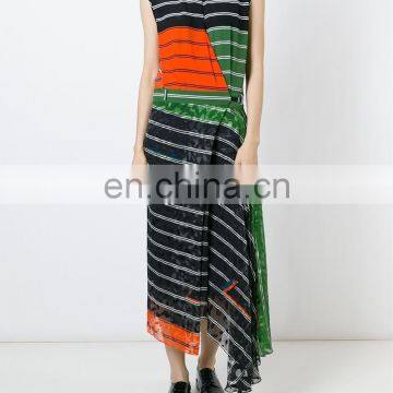 MIKA2473 Sleeveless Multicolored Stripe Dress