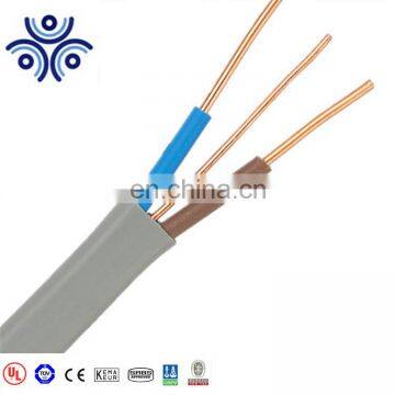 Solid copper wire flat cable with earth 1.0mm 1.5mm 2.5mm 4mm 6mm flexible cable