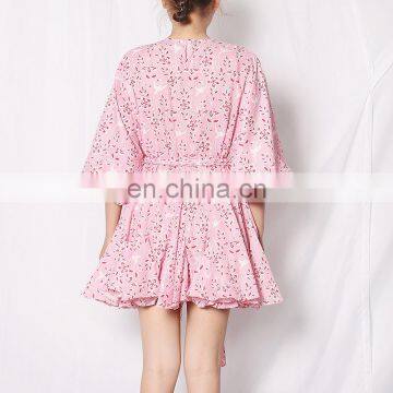 TWOTWINSTYLE Print Hit Color Lantern Long Sleeve O Neck High Waist A Line Summer Dresses Female photo-3