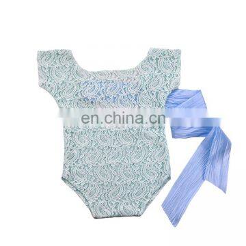 7 Colors Newborn Baby Photography Prop Lace Baby Romper With Bow Streamer photo-6