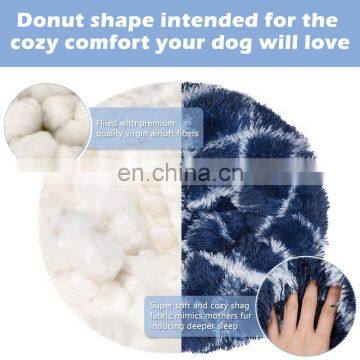 Donut Cat Bed Plush Faux Fur Dog Beds Cats Comfortable Warm Deep Sleep Calming Pet Bed photo-4