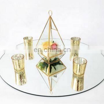 Wholesale price 10cm 15cm 20cm 30cm Diameter Beveled edge silver glass mirror candle plate mirror plate for centerpieces