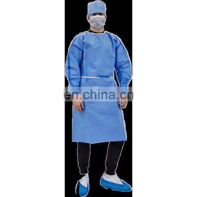 Disposable Blue Isolation Gown SMS Knitted Cuffs Surgical Aprons Non Woven Medical Isolation Gown