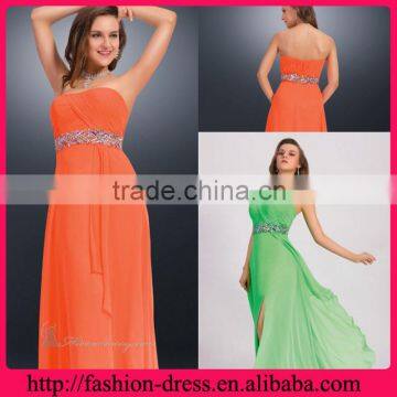 Fashional Straightline and Strapless Neckline with Beaded Empire Waistline Style Plus Size Floor Length Evening Dress