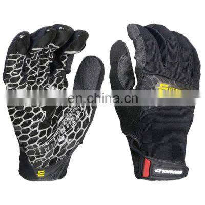 Wholesale custom all purpose silicone palm anti slip hard wearing synthetic leather mechanic work gloves