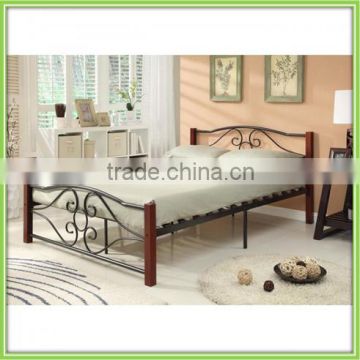 Wood Legs Queen Size Bed Metal Frame Double bed