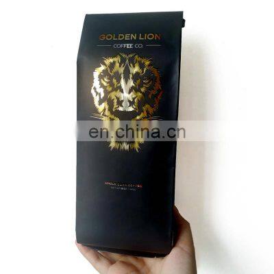 Custom Printing side gusset coffee bag matte finish gold printing coffee bean packaging bags with tin tie