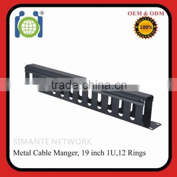 19 Inch 1U 12 Rings Metal Cable Manager