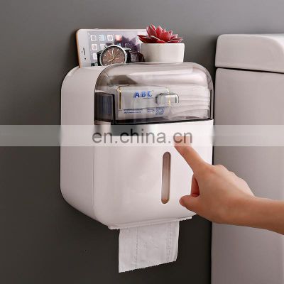 Wall Mounted tissue holder Waterproof living room bathroom paper holder multi-functional napkin box plastic with drawer