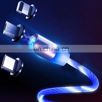 Wholesale Custom Led Luminous Lighting Mobile Phone Fast Charging Usb Magnetic Data Cable